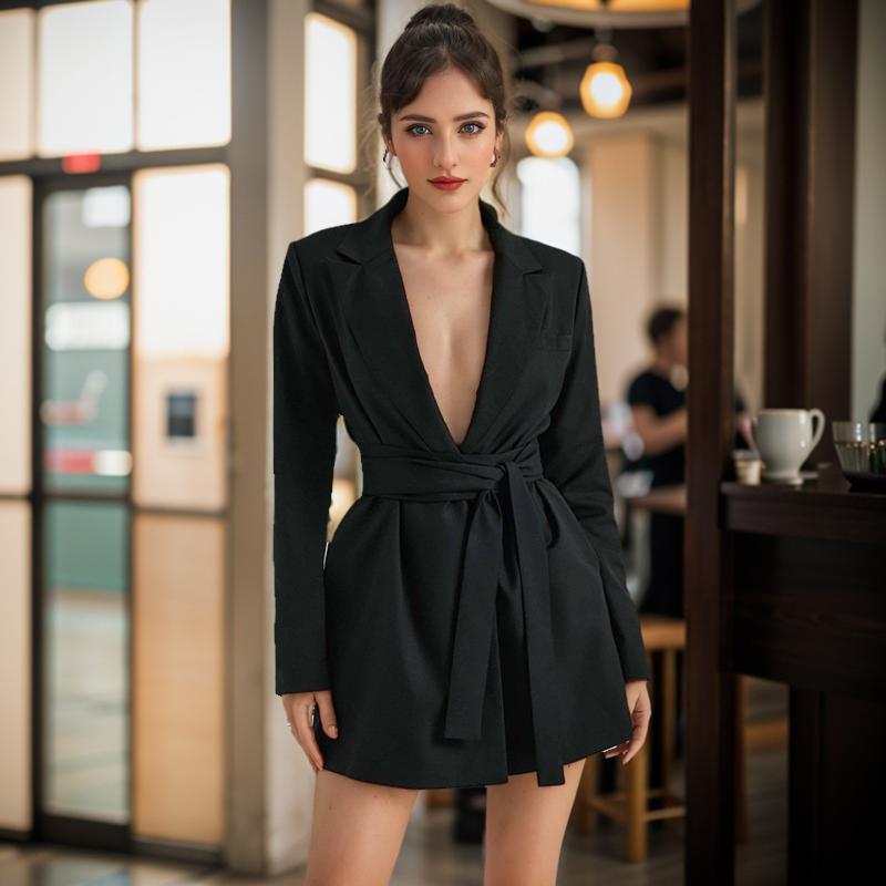 Femme Robe Cache-Cœur Col Tailleur  | Robes Femme Femme