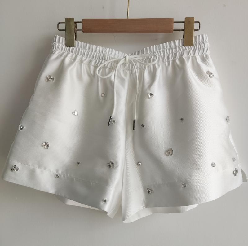 Femme Short Large Strassé  | Jupes & Shorts Femme Blanc